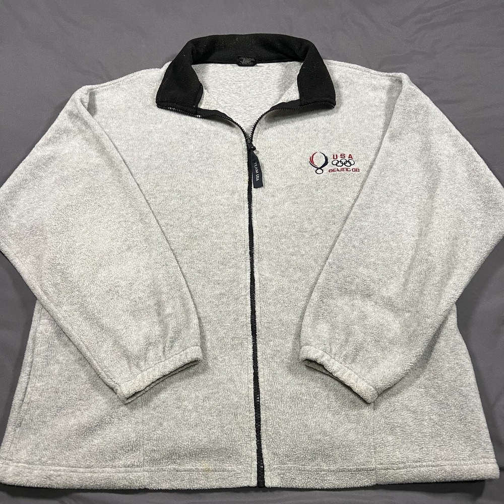 Beijing Olympics 2008 Fleece Jacket Size XL‎ Grey Lightweight Full Zip